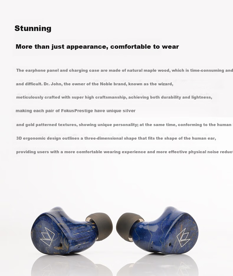 Nuodaiyinxiang /Noble Fokus Prestige True Wireless Bluetooth Earphones, Audiophile-Grade Hybrid Circuit, Long Battery Life, Bluetooth 5.2, In-Ear Headphones, Blue 2