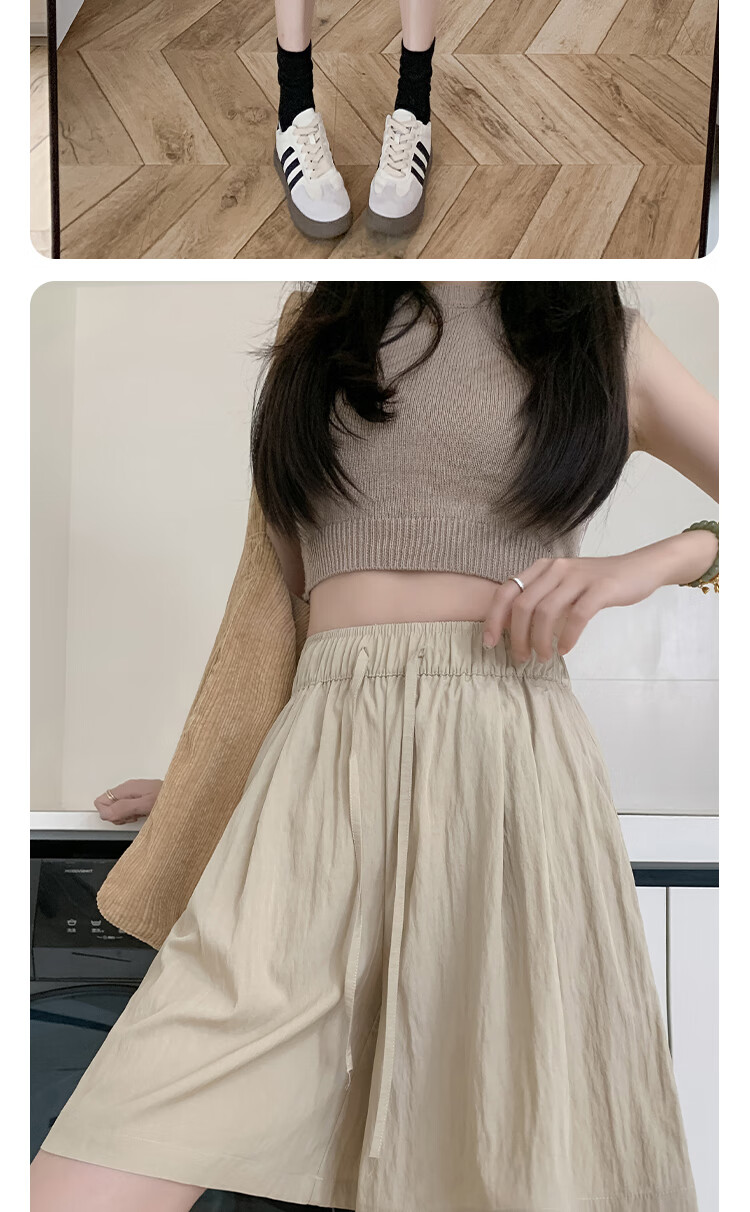 Xueqiman Ice Silk Quick-Dry Yamamoto Women's Shorts Summer 2026 New Loose Fit High-Waist Slimming Wide-Leg Sports Pants 7