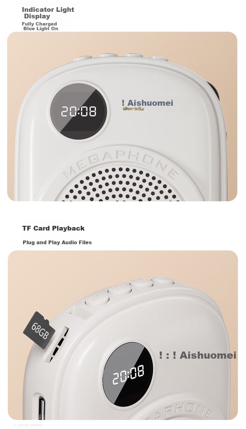AISOMEX Portable Amplifier for Teachers, Classroom Teaching Bluetooth Wireless Microphone, Outdoor Tour Guide Shopping Small Loudspeaker K18 Wireless White 10