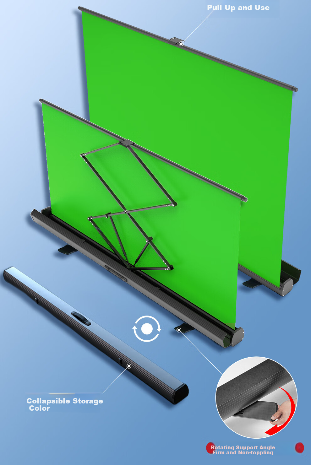 Beiyang 1.5m*2m Professional Live Streaming Green Screen Backdrop, Integrated Floor-Stretchable Green Cloth Background, Portable Handheld Live Streaming Chroma Key Cloth, Photography Foldable Green Cloth with Extendable Stand 12