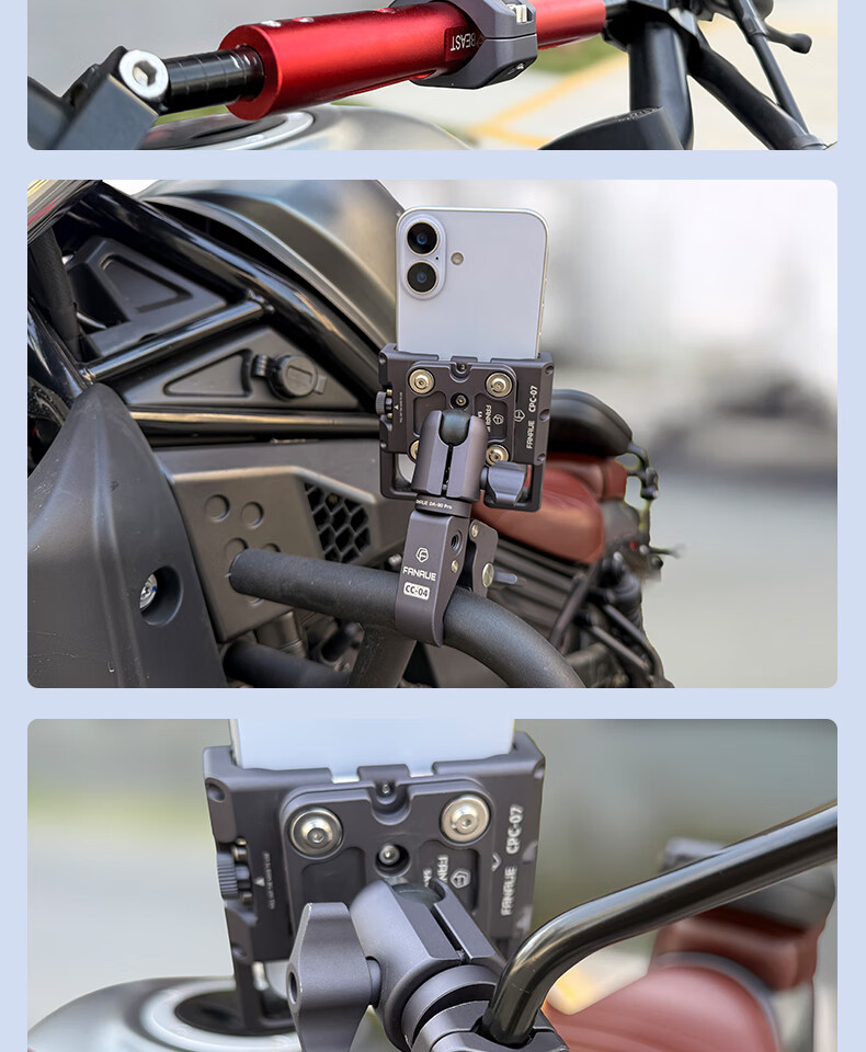 FANAUE Motorcycle Phone Holder Mirror Rod Clamp Ball Head Base 20mm Ball Head Sports Camera Quick Release Anti-Theft CC-06(80PM) 12