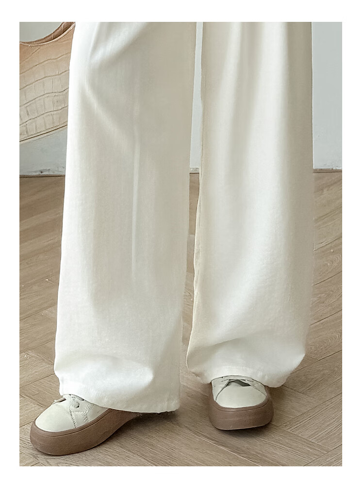 Yishangmei Loose Casual Pants for Women, Spring And Autumn Style, Wide-Leg Yamamoto Trousers, Latest 2026 Model, Ice Silk Milk Cake Color, Petite Size 9