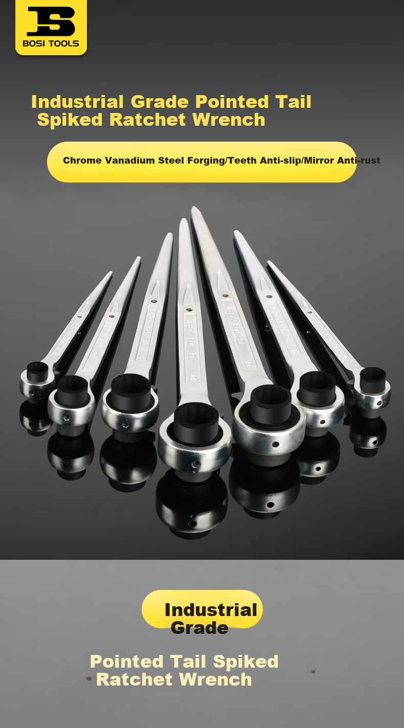 BOSI Pointed Ratchet Wrench with Double-Sided Quick-Release Sockets, 19×21MM BS361921 1