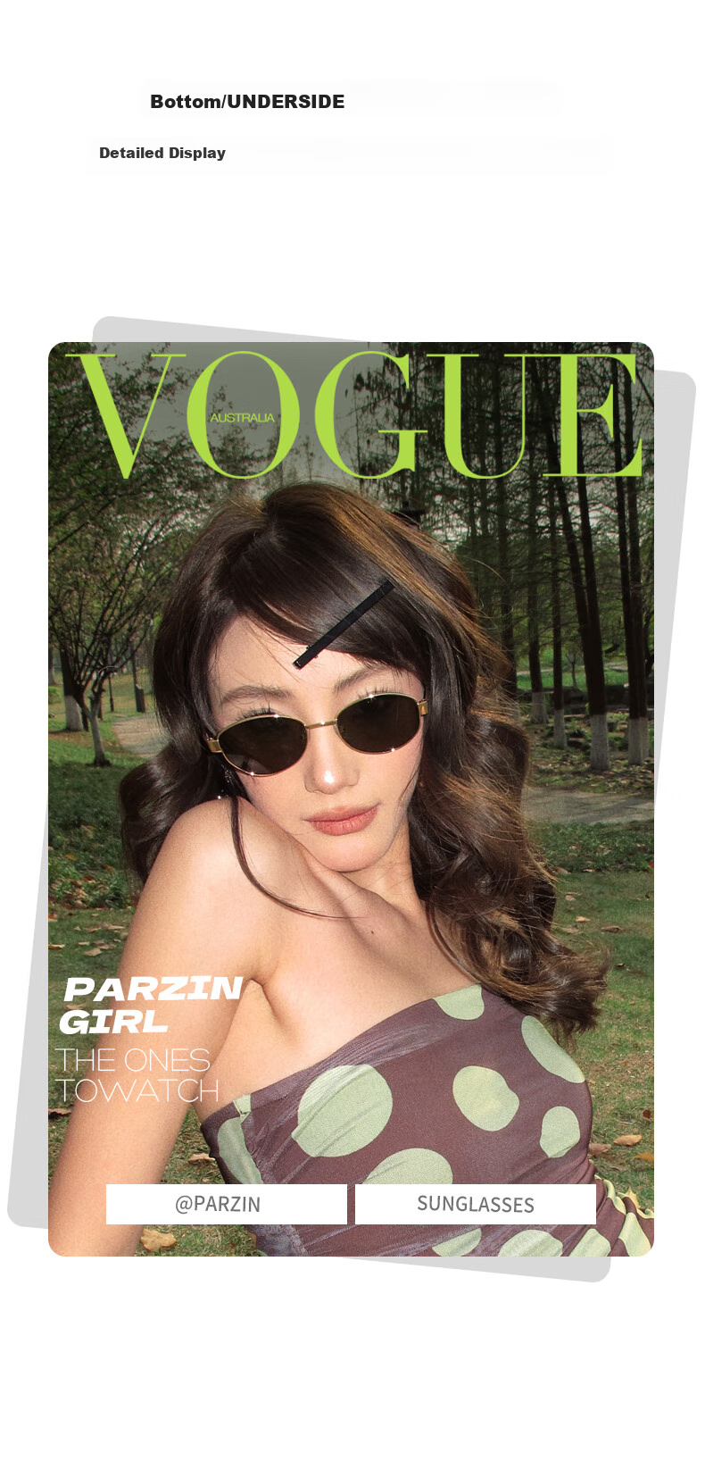 PARZIN Sunglasses for Women, Zhou Ye's Style [Qianjin Glasses], Vintage Style Eyeglasses, Driving Sunglasses for Men, Gift PZ8387 4