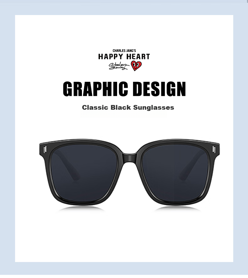 Chaersitaoxin Sunglasses for Men And Women, UV Protection Glasses, Large Frame Sun Protection UV Blocking CJ20003, Versatile Black C13 1