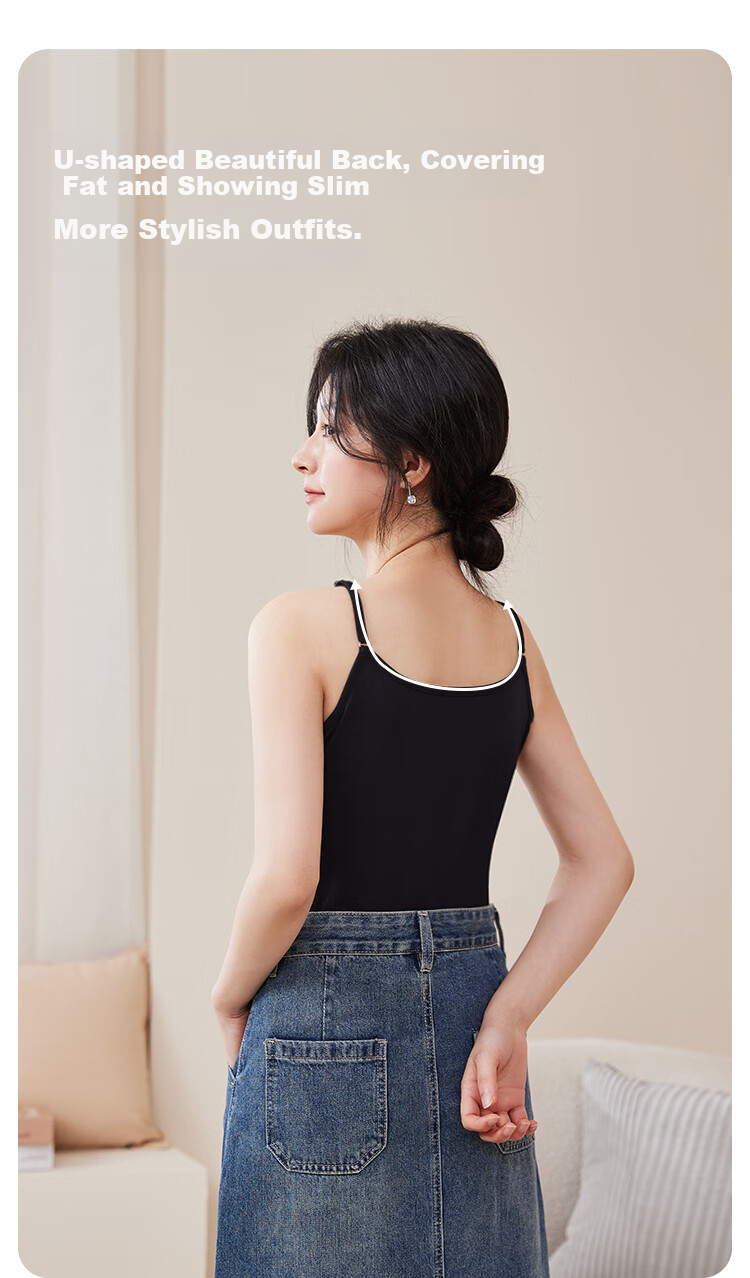 MiiOW Women's Camisole Tank Top, Cotton-Lanin Modal Ice Silk Cool-Feel Outer Wear, Beautiful Back Round Neck Summer Style, Inner Wear Undershirt 5