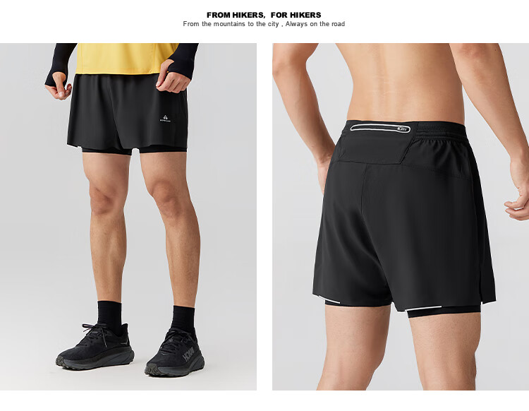 Pioneer Camp Men's Racing Running Shorts Summer Quick-Dry Sports Fitness Three-Quarter Pants Trail Running Anti-Exposure Fake Two-Piece 15