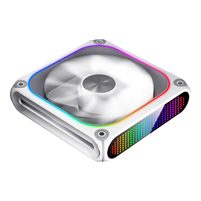 Aigo Star Cube White Anti-Leaf Case with Screen, 12CM Fan, Dot Matrix Display, Customizable Animation, Aluminum Frame, Water-Cooled Cooling Fa