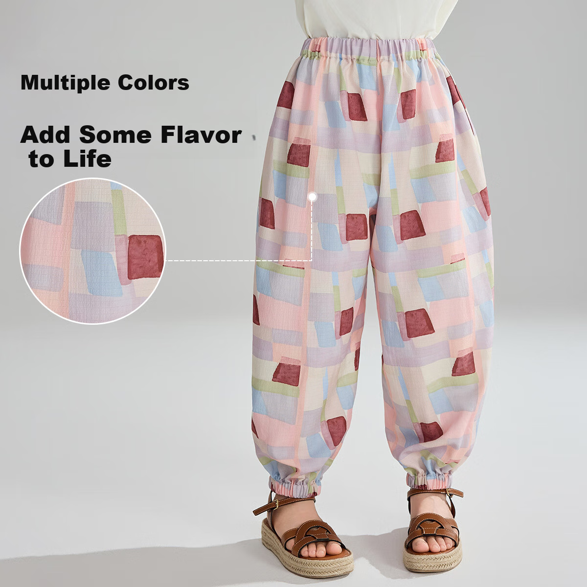 ASK JUNIOR Children's Pants, Summer Mid-To Kids' Lantern Pants, Mosquito-Proof Trousers, Girls' All-Over Watercolor Casual Pants, Long Pants, Joggers 5