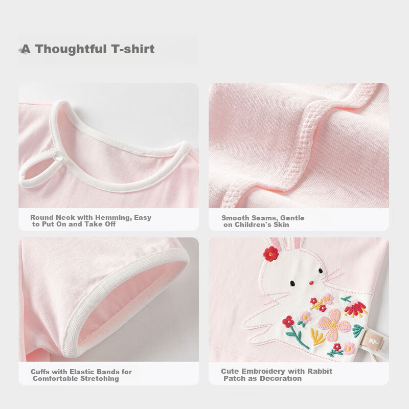 DAVE & BELLA Summer Girls' Short-Sleeve T-Shirt, Children's Cotton Top, Baby Stylish Undershirt
