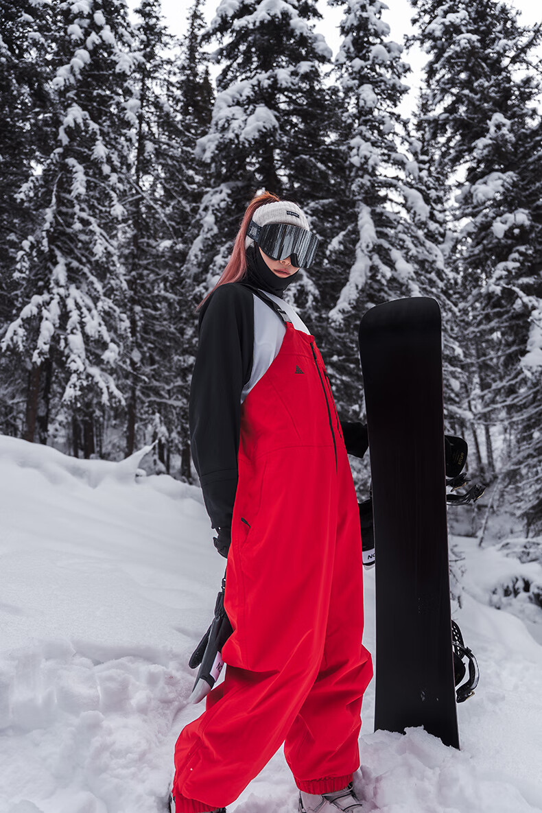 Nan En Single Board Ski Suit Bib Pants 3L Waterproof Thickened Warm Unisex Black M 19