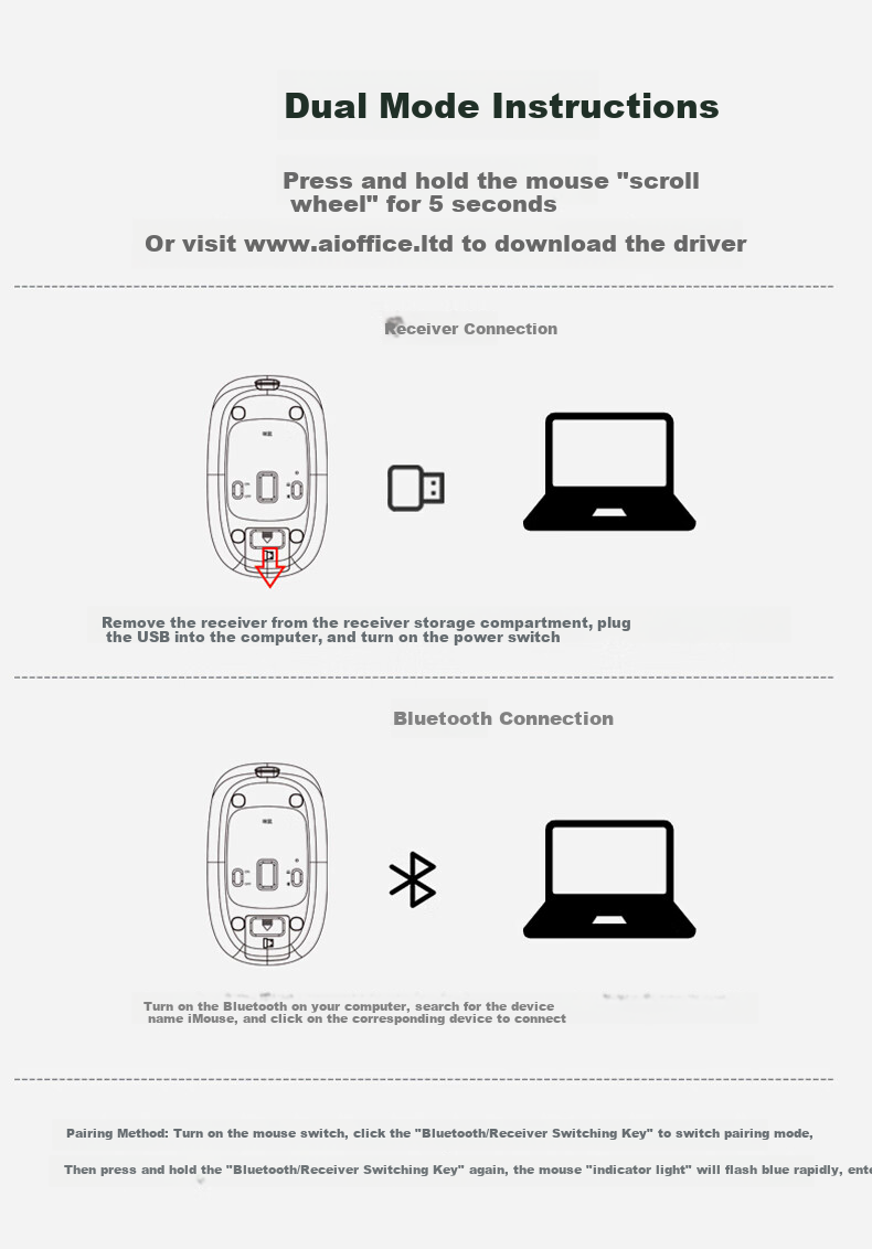 D.ROB Smart AI Mouse, Ergonomic Wireless Office Mouse, Bluetooth Dual-Mode Voice Typing Type-C Rechargeable Large Hand Mouse (With DeepSeek), D9 Black 19