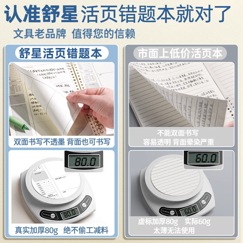 Shuxing B5/120-Page Error Correction Notebook with Removable Pages, Specialized for Primary, Middle And High School Students, Math And English Error Collection Organizer Notebook 3