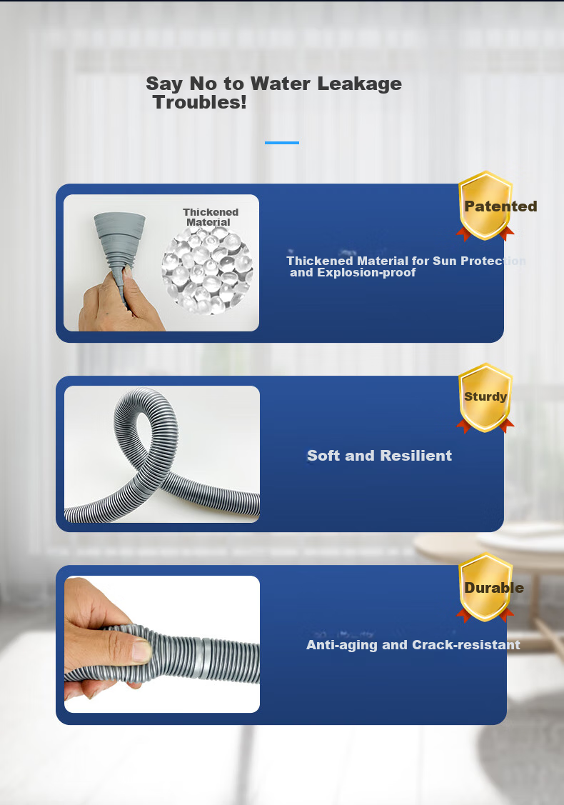 Gelinglan Fully Automatic Impeller Washing Machine Drainage Pipe Extension, Washing Machine Outlet Pipe Extension, Washing Machine Drain Pipe Flexible Hose Accessories with Clamp, 1 Meter GXS-1 3