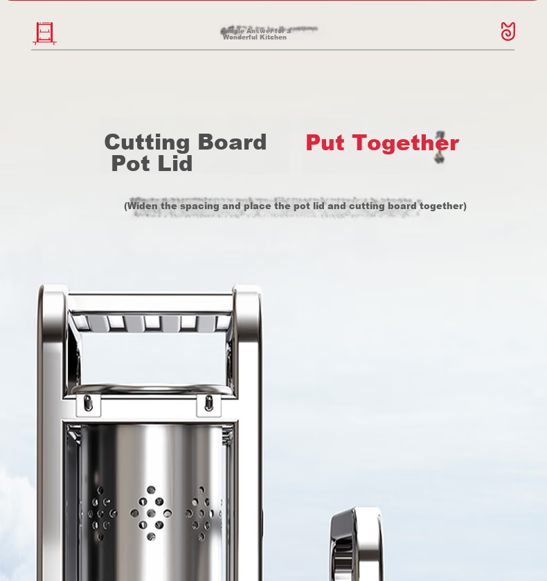 Meichuwuyu Knife Holder, 304 Stainless Steel Kitchen Storage Rack, Knife Block with Cutting Board, Integrated Chopping Board, Knife Storage Rack 7