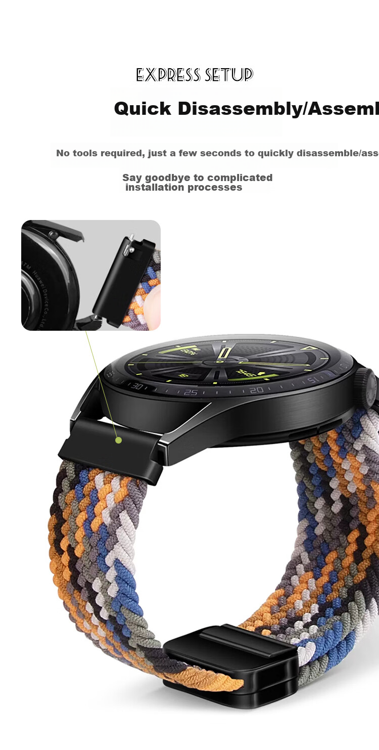MSSM Compatible Huawei Watch GT6 Strap Watch5/GT5Pro/GT5/4/3/Watch4Pro/3Pro Nylon Woven Magnetic Buckle Strap [Space Gray] 22mm 5