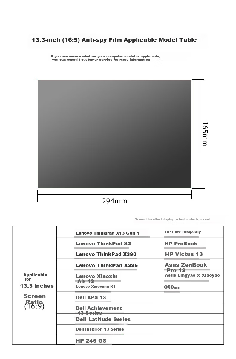 Jiasu 16.1 Inch Gaming Laptop Privacy Screen Protector Compatible with Shadow Elf 10/9/Enjoy Edition, Light Shadow Elf 11/10/9 Privacy Film Adhesive Type 1