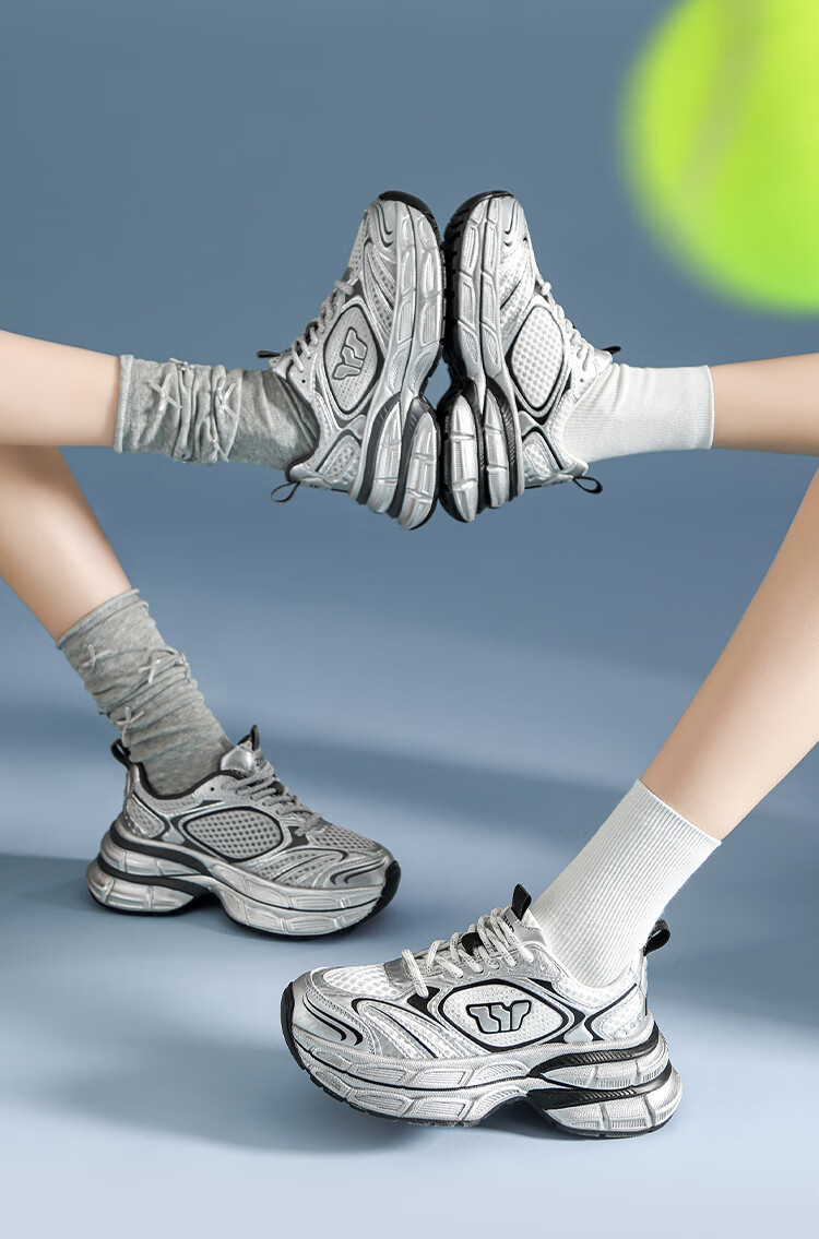 ZHR Celebrity-Style Chunky Dad Sneakers for Women, Lightweight Height-Increasing Women's Shoes, Sports Casual Shoes for Couples AS16 Silver Size 43 11