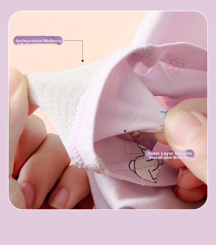 MiiOW [10A Antibacterial + Mulberry Silk Crotch] Girls' Summer Thin Breathable Boxer Briefs for Childre 7