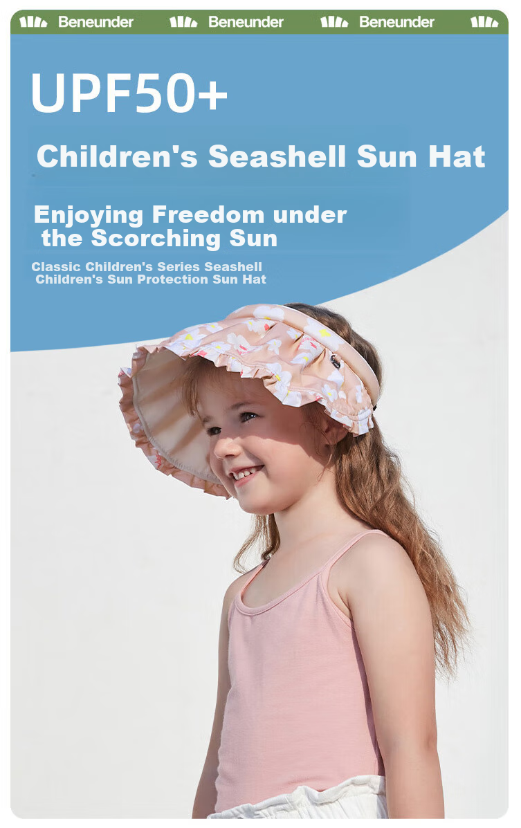 Beneunder Children's Sun Protection Hat, Sun Visor Cap, Sunhat for Boys And Girls, Open-Top Hat, Children's Shell Hat, Zianying 1