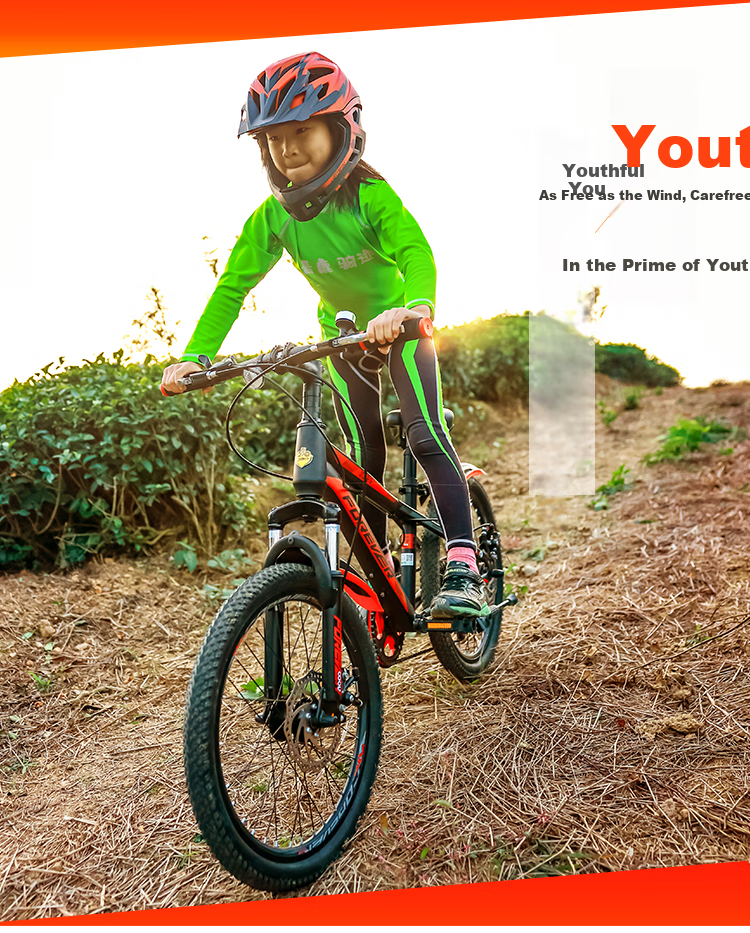 FOREVER Children's Bicycle, 20-Inch Youth Gears Mountain Bike for Ages 6-10, Pedal Off-Road Bicycle, Black And Red Color 6