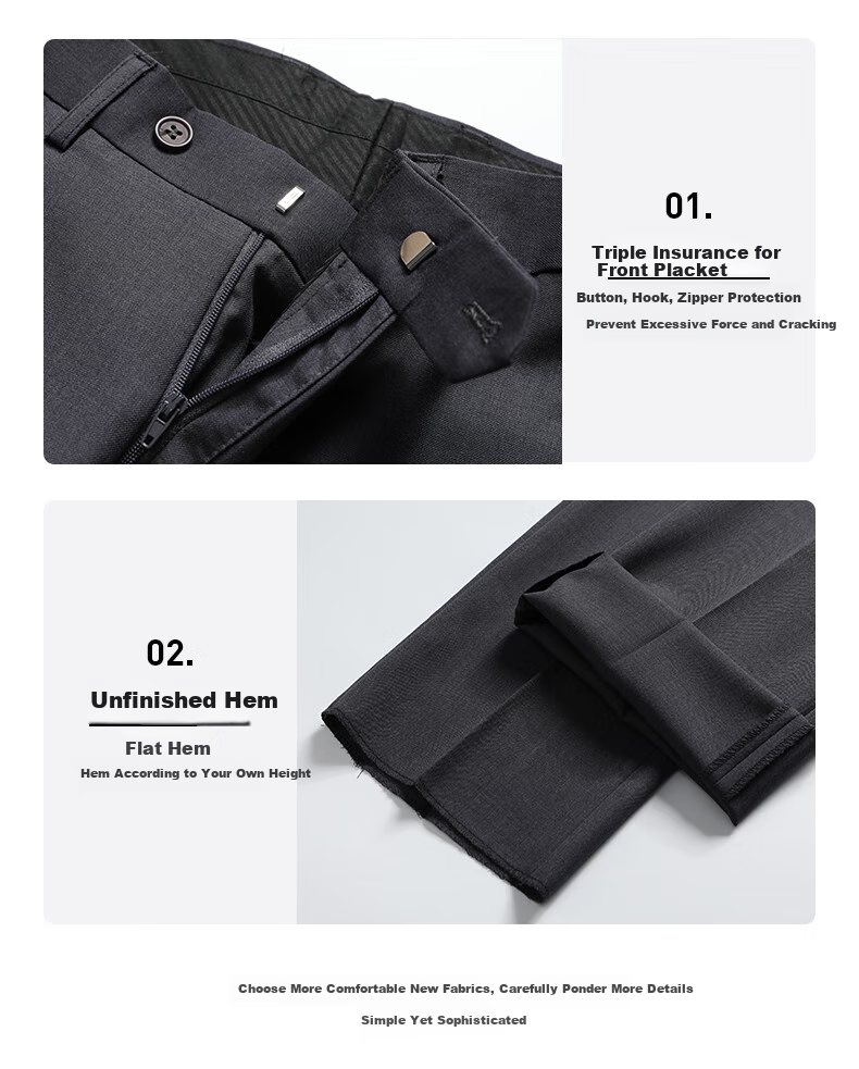 FIRS 70% Wool Suit Set for Men, Business Professional Slim-Fit Trousers And Jacket Set, Groom Wedding Attire Menswear 5