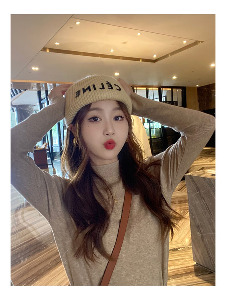 YUZHAOLIN Women's Half Turtleneck Base Shirt Autumn Winter 2025 New Knitted Lazy Style Soft Sweater Black 20