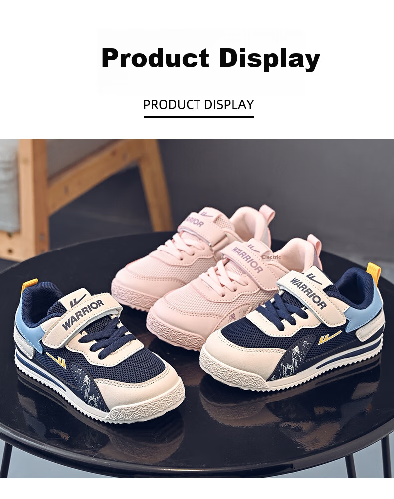 Warrior Children's Shoes, Boys' Running Shoes, Breathable Mesh Upper, Kids' Sneakers, WZ(CL)-1020, Navy Blue/beige/moon Color, Size 35 2