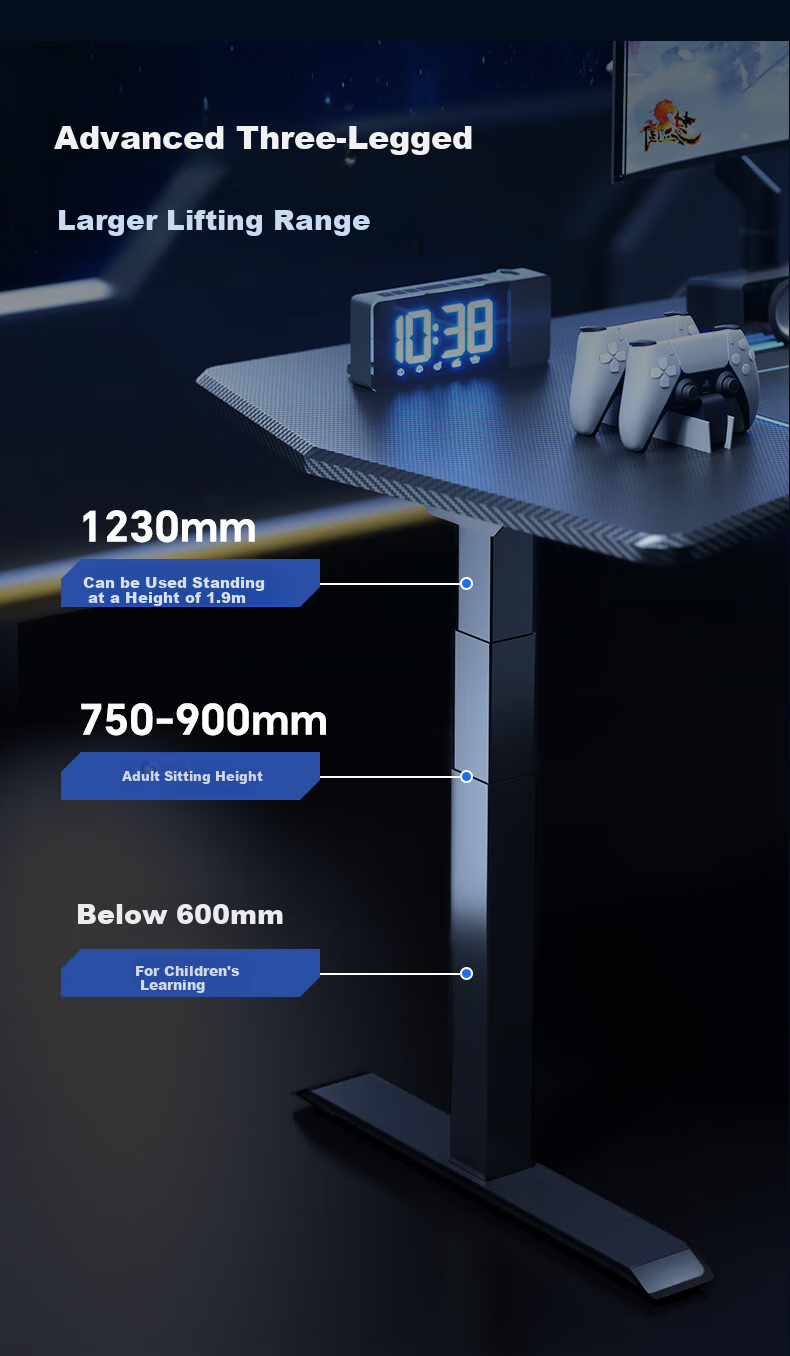 Loctek Black Knight MAX Gaming Desk, Electric Height Adjustable Computer Desk, Standing Desk, 1.4m, Rubberwood 6