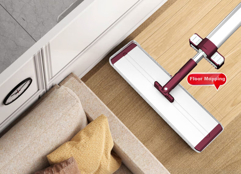Okaywife Flat Mop 40CM, 4 Pieces of Fabric, Aluminum Alloy Frame, No Hand Washing Required, Lazy Person's Floor Cleaning Tool, Household All-In Mop 8