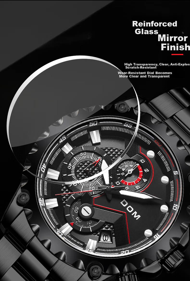 DOM Black Knight Watch, Men's Fully Automatic Mechanical Style, Luminous, Top Ten Brand Watches, New Year's Eve Gift for Boyfriend 7