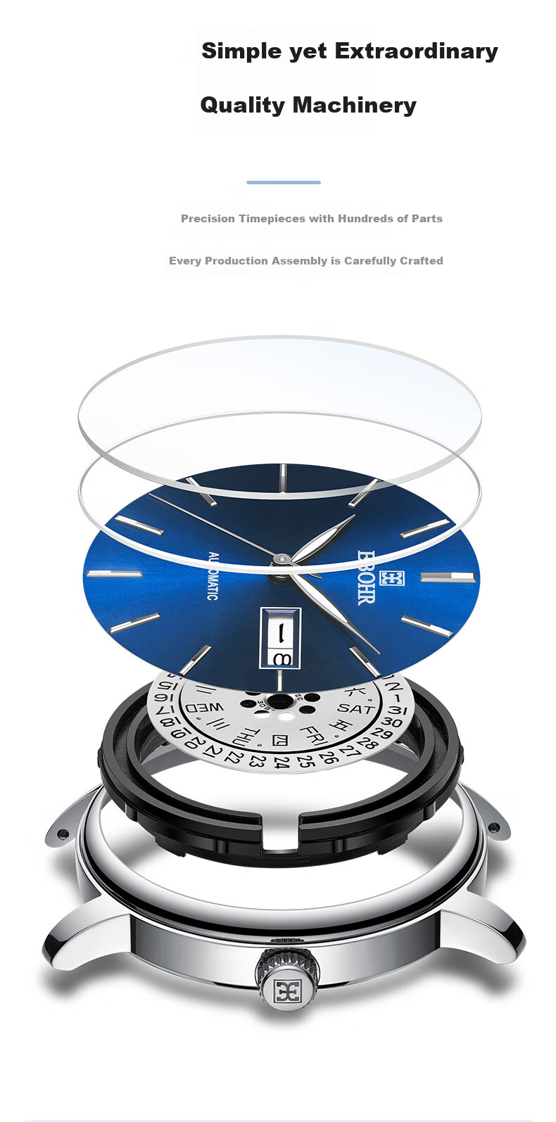 EBOHR Men's Watch, Master Series Automatic Mechanical Watch for Men, Gift for Boyfriend on Birthday Or Holiday, 51879318 7