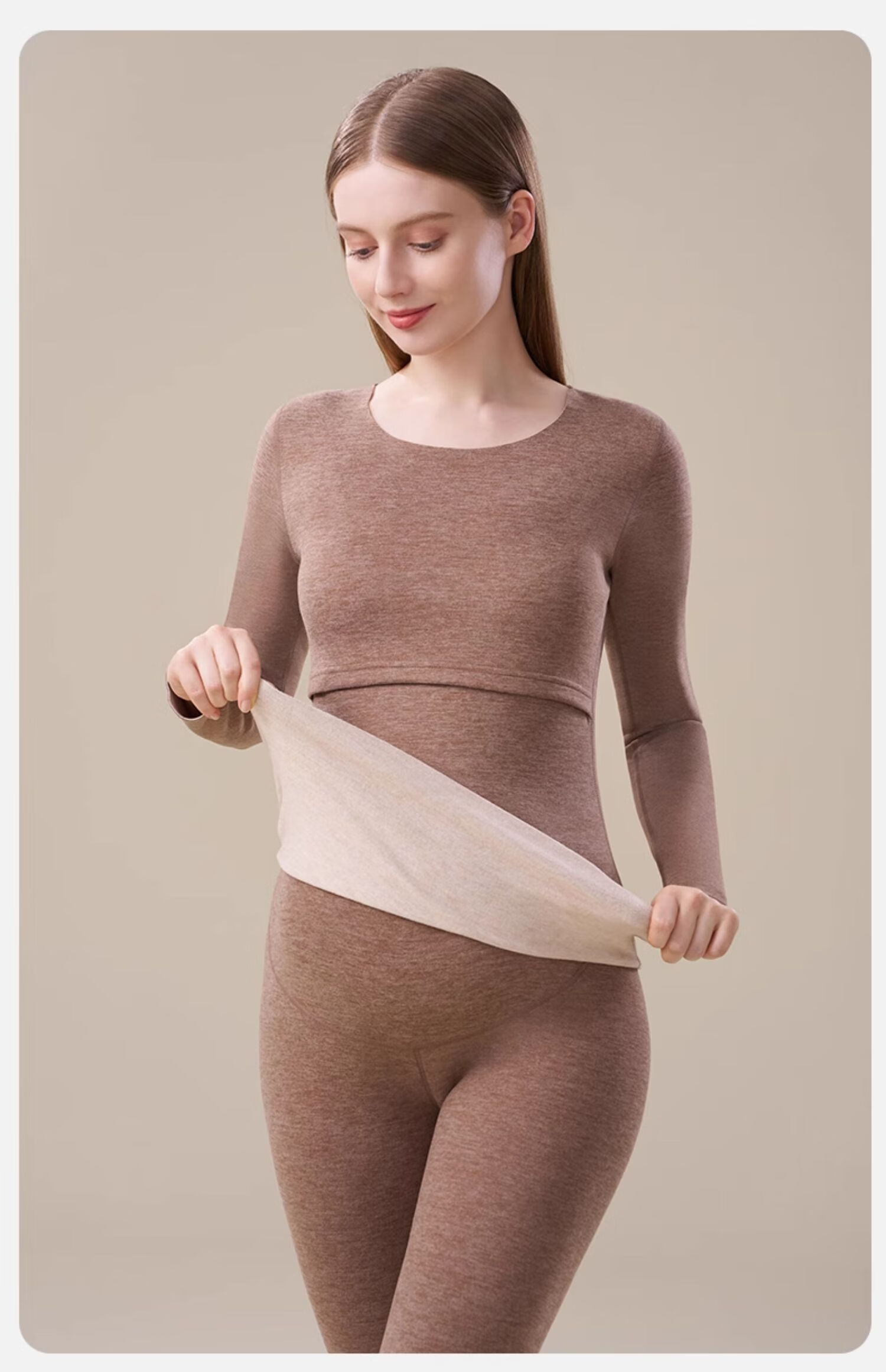 MiiOW Maternity Thermal Underwear Set for Women Postpartum Nursing Velvet Autumn Winter Plus Size Confinement Wear 33