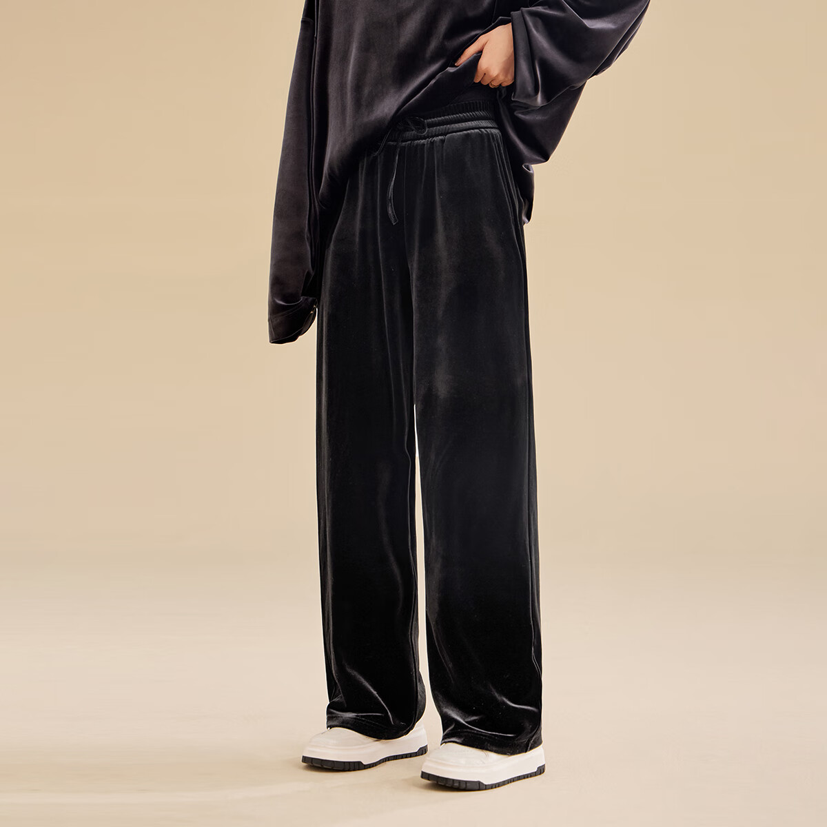Chenchenma Casual Pants Spring And Autumn Style Fleece-Lined Wide-Leg Hip-Covering Slimming Parent-Child Dual Version Velvet Pants