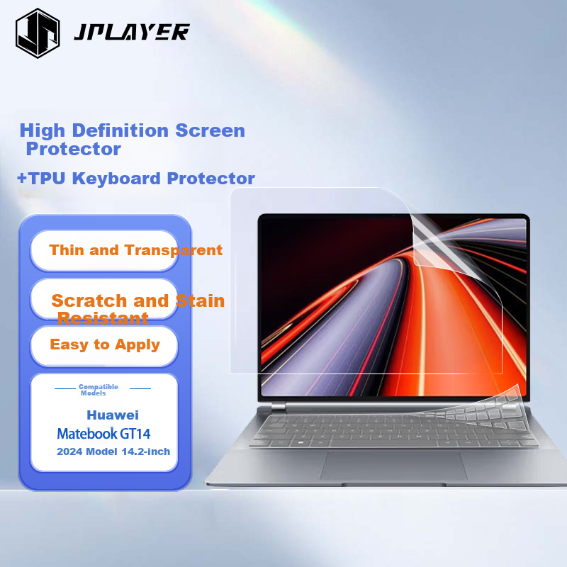 JPLAYER Keyboard And Screen Protector Set for Huawei Matebook GT14 2024 Model, 14.2-Inch Laptop, High-Definition Clear Anti-Scratch Wear-Resistant Screen Film