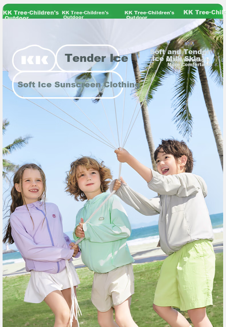 Kocotree Children's Sun Protection Clothing, Original Yarn UV-Resistant Ice Silk Cool Breathable Jacket for Boys And Girls Summer, Light Rain Gray 3