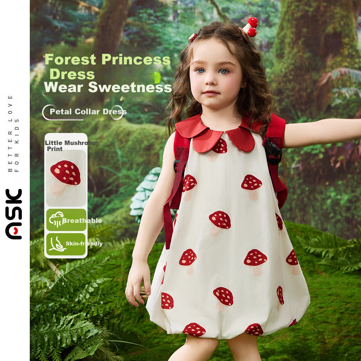 ASK JUNIOR Children's Summer Dress, Toddler Petal Collar Vacation Dress, Girls' Flower Bud Princess Dress 1