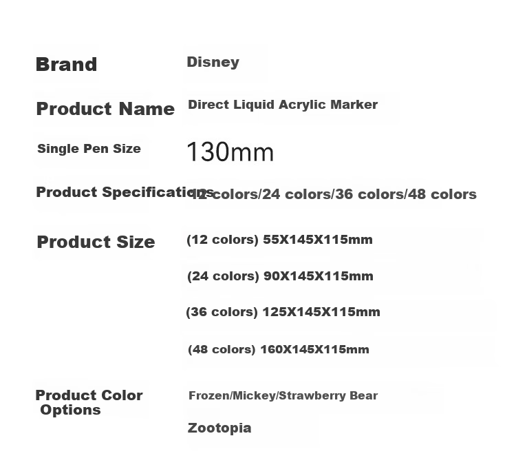 Disney 36-Color Direct Liquid Acrylic Markers, Children's Drawing Pens, Quick-Drying Cartoon Waterproof Paint Pens for Elementary School Students, Mickey Mouse Stationery 17
