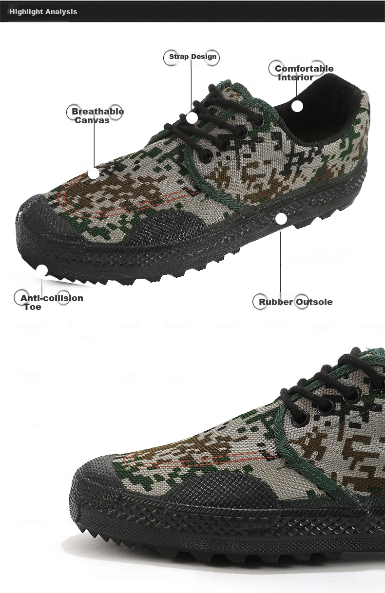 Weizhi Liberation Shoes, Unisex Military Training Hiking Outdoor Breathable Work Safety Puncture-Resistant Wear-Resistant Canvas Rubber Boots, WZ2001, Size 40 4