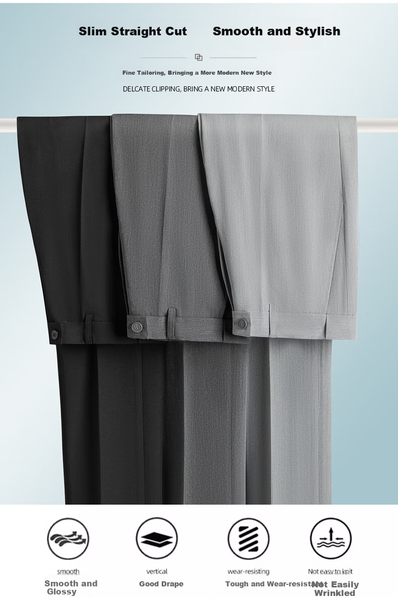 FIRS Men's Nine-Tenths Dress Pants, Straight-Leg Slim-Fit Casual Trousers for Young And Middle-Aged Men, Business Professional Work Pants, Long Pants for Office Wear 2