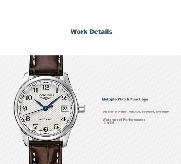 LONGINES Swiss Watch, Master Collection, Women's Leather Strap Mechanical Watch, L21284783 2