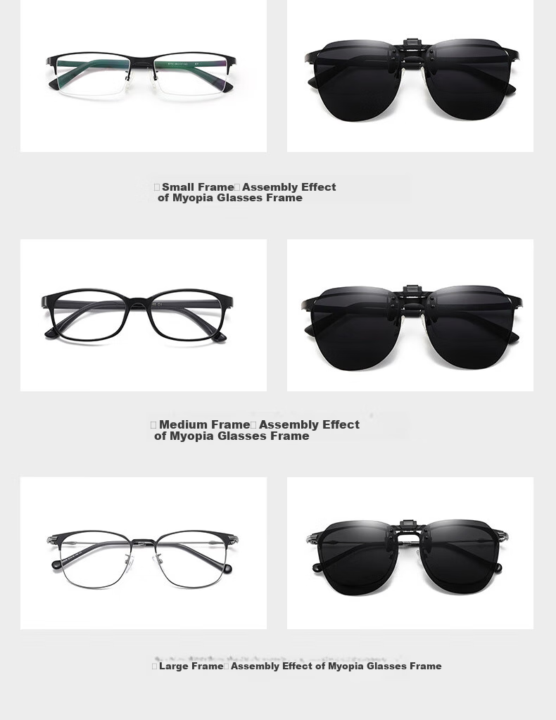 Baixiaoshe GM Style Sunglasses Clip-Ons, 1 Pair [Foldable], for Driving And Day/Night Use, Unisex 9