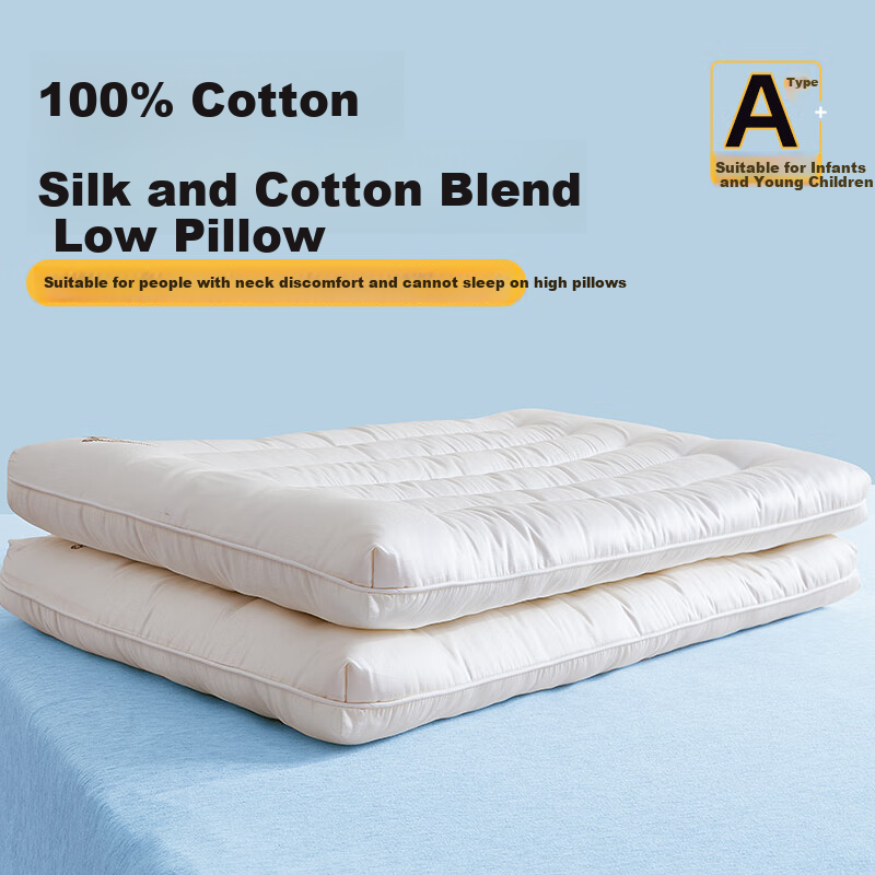 I-WILL Silk Pillow, Ultra-Soft Comfortable All-Cotton Composite Fiber Pillow Core, Single Pillow for One Person, 48*74cm