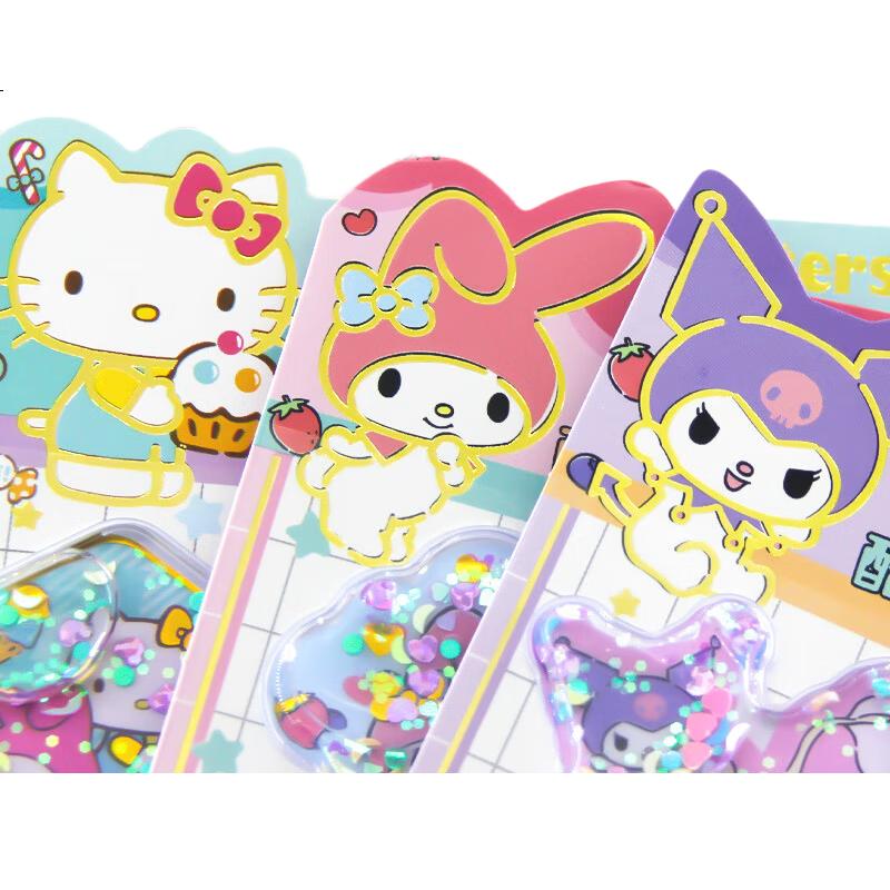 Наклейки «Sanrio Shake Sand Water Stickers A» для детей, 4 шт. в наборе, водонепроницаемые, с блестками, для творчества, возраст 3+