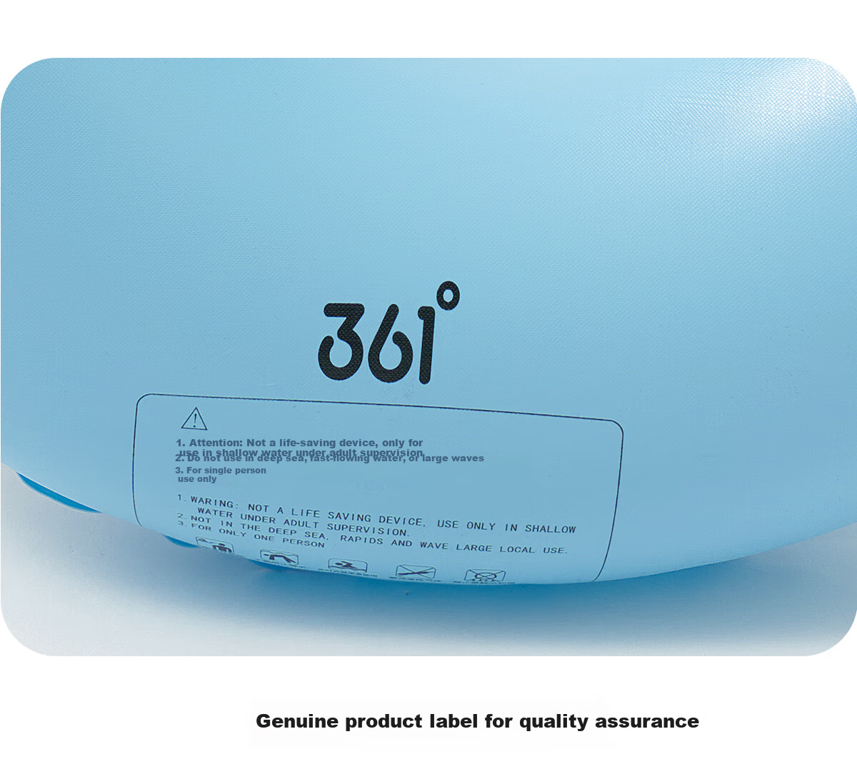 361° Children's Swimming Ring, for Boys And Girls, Anti-Rollover, Suitable for Beginners, Cute Underarm Inflatable Life Buoy, Light Sky Blue 17