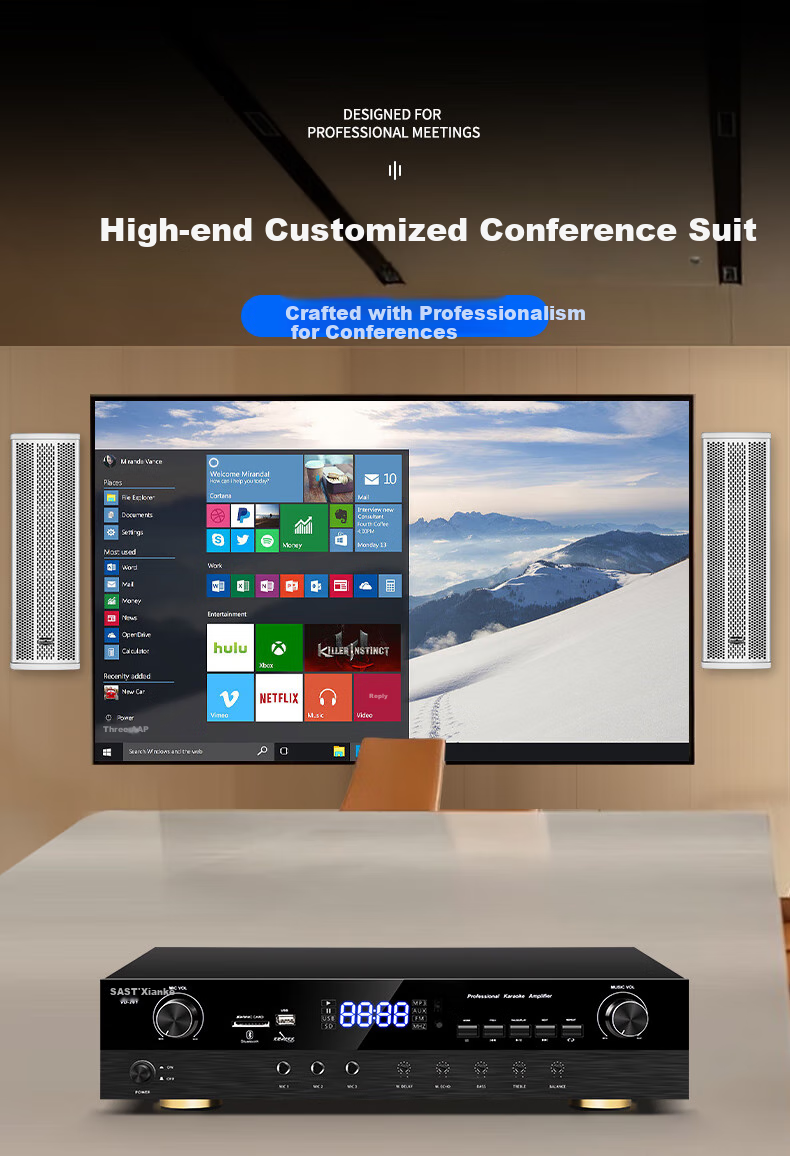 SAST Professional Conference Room Audio Equipment Complete Set Combination, Home KTV Background Music Training Meeting Equipment System, Bluetooth Amplifier Wall-Mounted Hanging Sound Colum 1