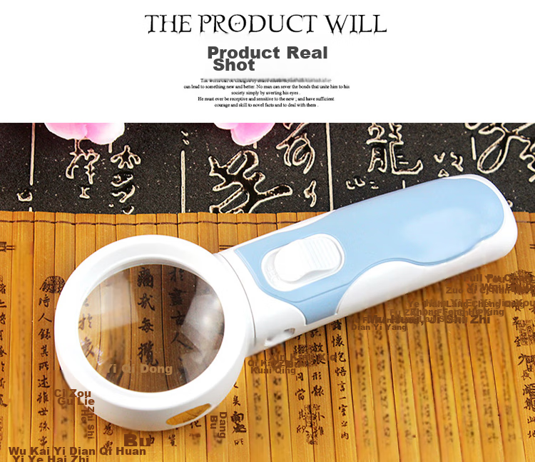 MIXOUT Handheld High-Definition Reading Magnifier with 5x Magnification, 90mm Large Aperture, Clear View, And LED Light 18