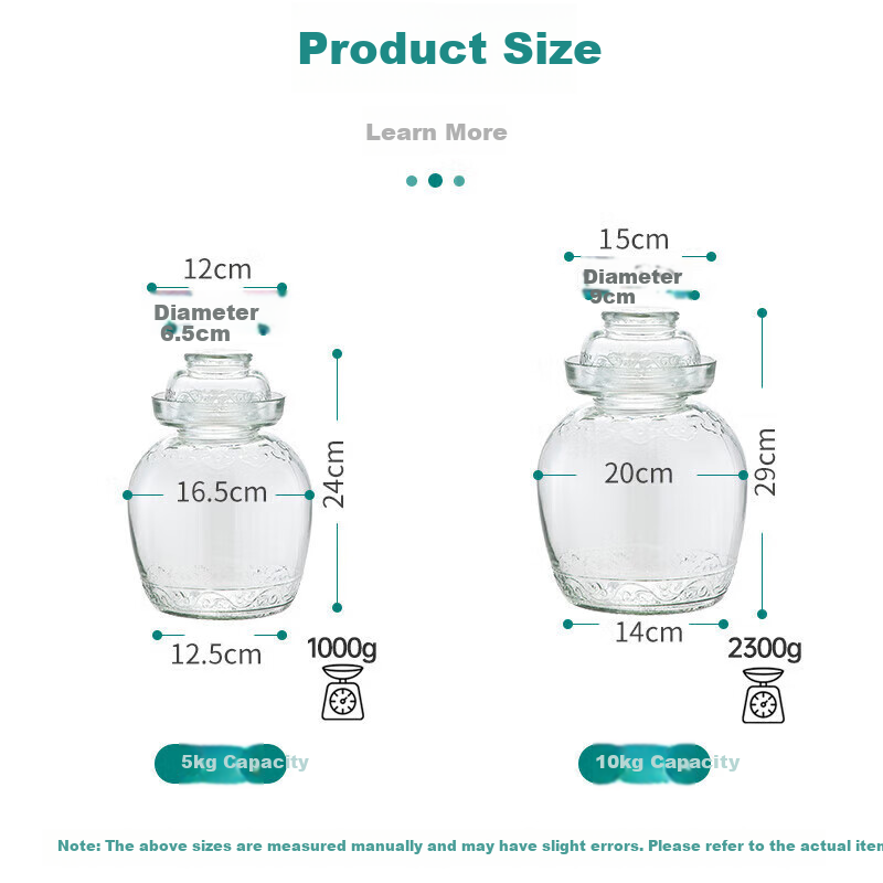 MAXCOOK Glass Pickle Jar, Thick Glass Bottle Sealing Jar for Pickling Alcohol And Garlic, 10 Jin Capacity MCX976