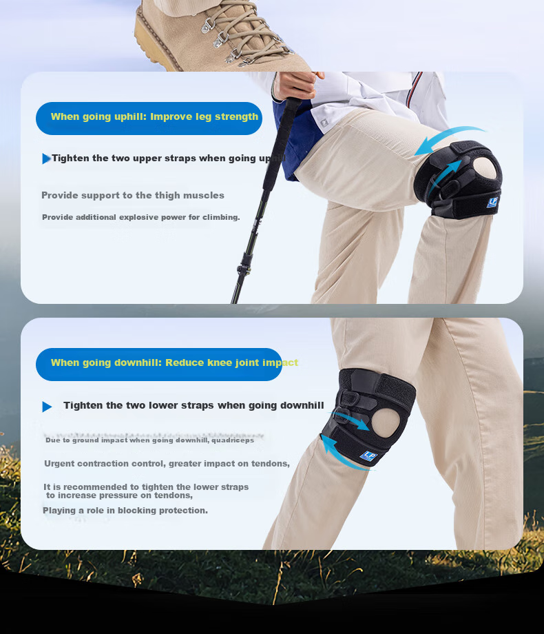 LP 537CN Strong Protection Professional Sports Knee Pads with Four Springs, Support for Hiking, Climbing Stairs, Trekking, Deep Squats, Protective Gear, Plus Size 12