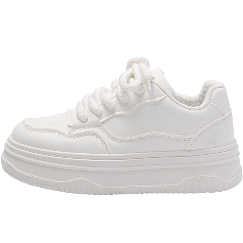 HUANQIU Thick-Soled White Sneakers for Women, 2026 New Autumn Style, Popular Women's Shoes, Versatile Lightweight, Perfect with Skirts, Casual Sports Skateboard Shoes